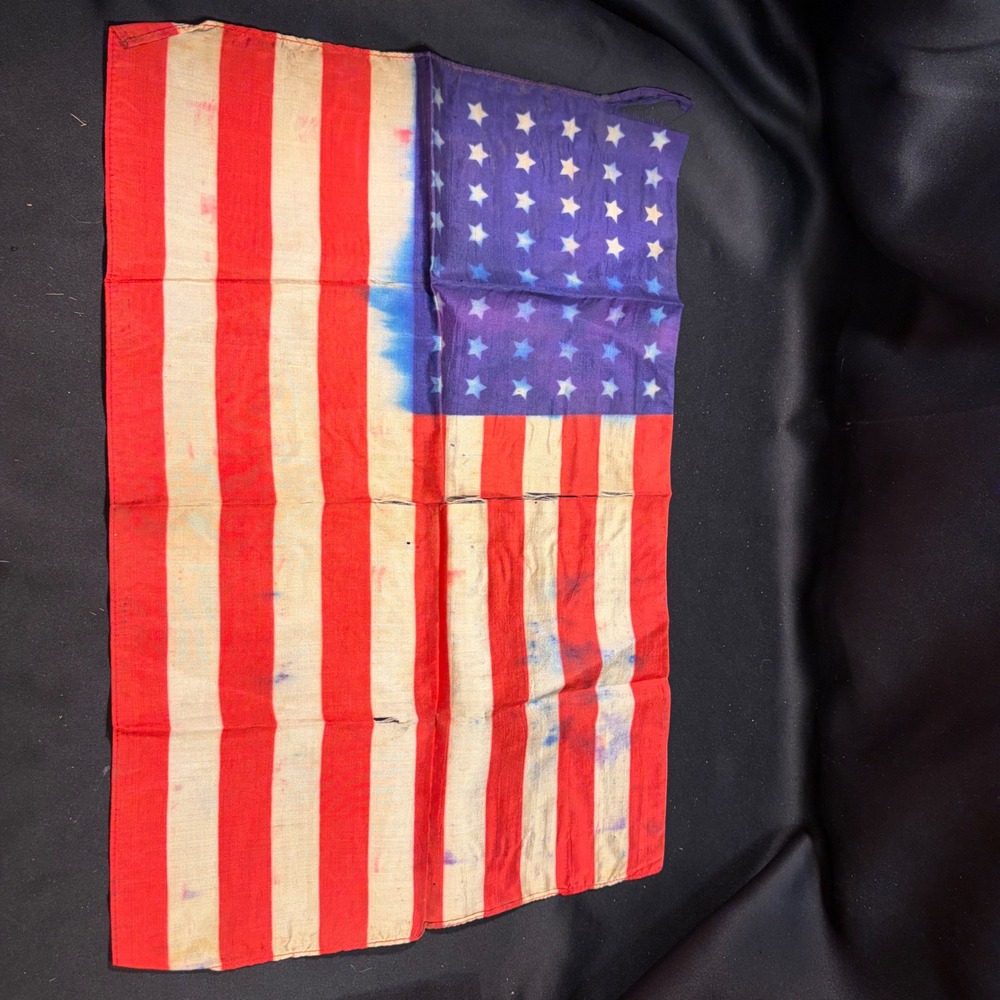 Vintage 48 Star American Flag Silk Printed 17x11 Mid Century US Americana Decor